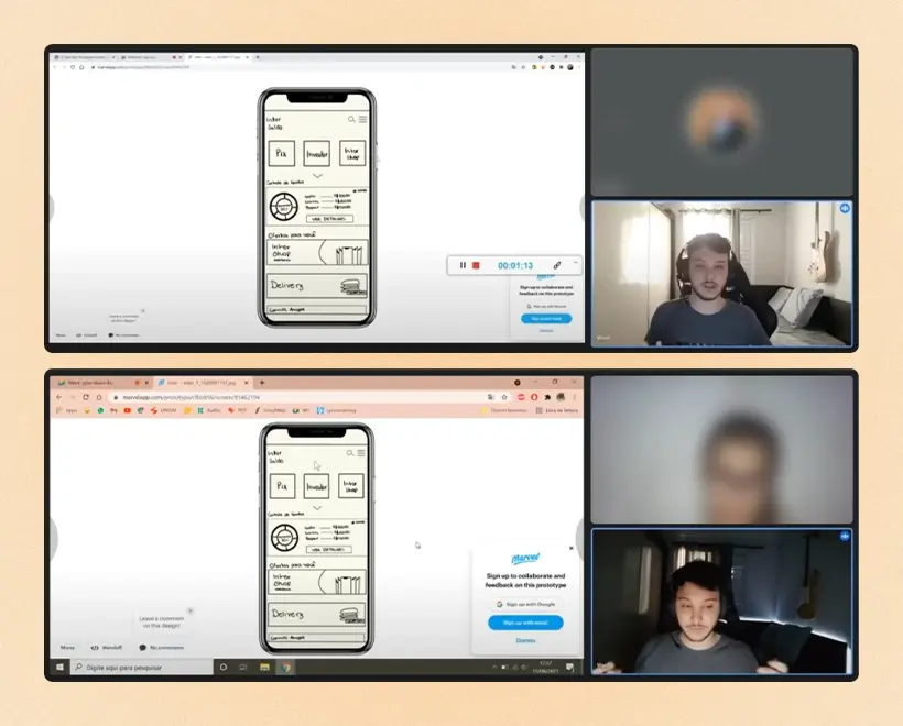 First usability test session with paper prototypes to validate the core expense tracking concepts before moving to digital screens