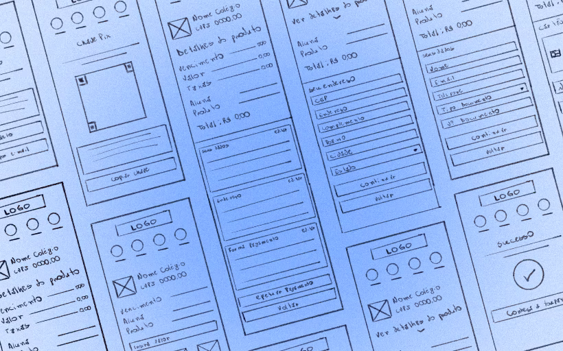 Low fidelity wireframe sketches exploring layout ideas for the new payment flow screens
